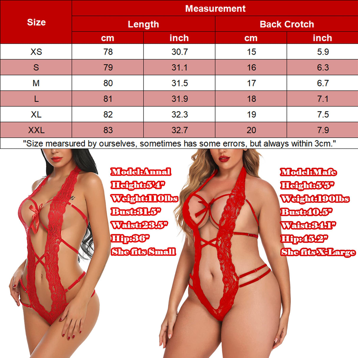Women Deep V Halter Lingerie Teddy One Piece Bodysuit Lace Babydoll
