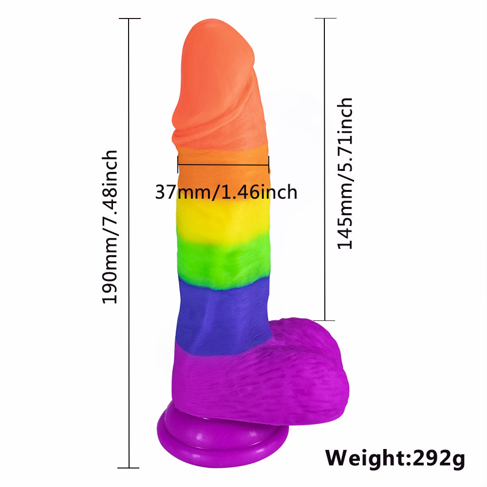 Rainbow Dildo | Silicone Suction Cups Allovers Thrusting Dildo