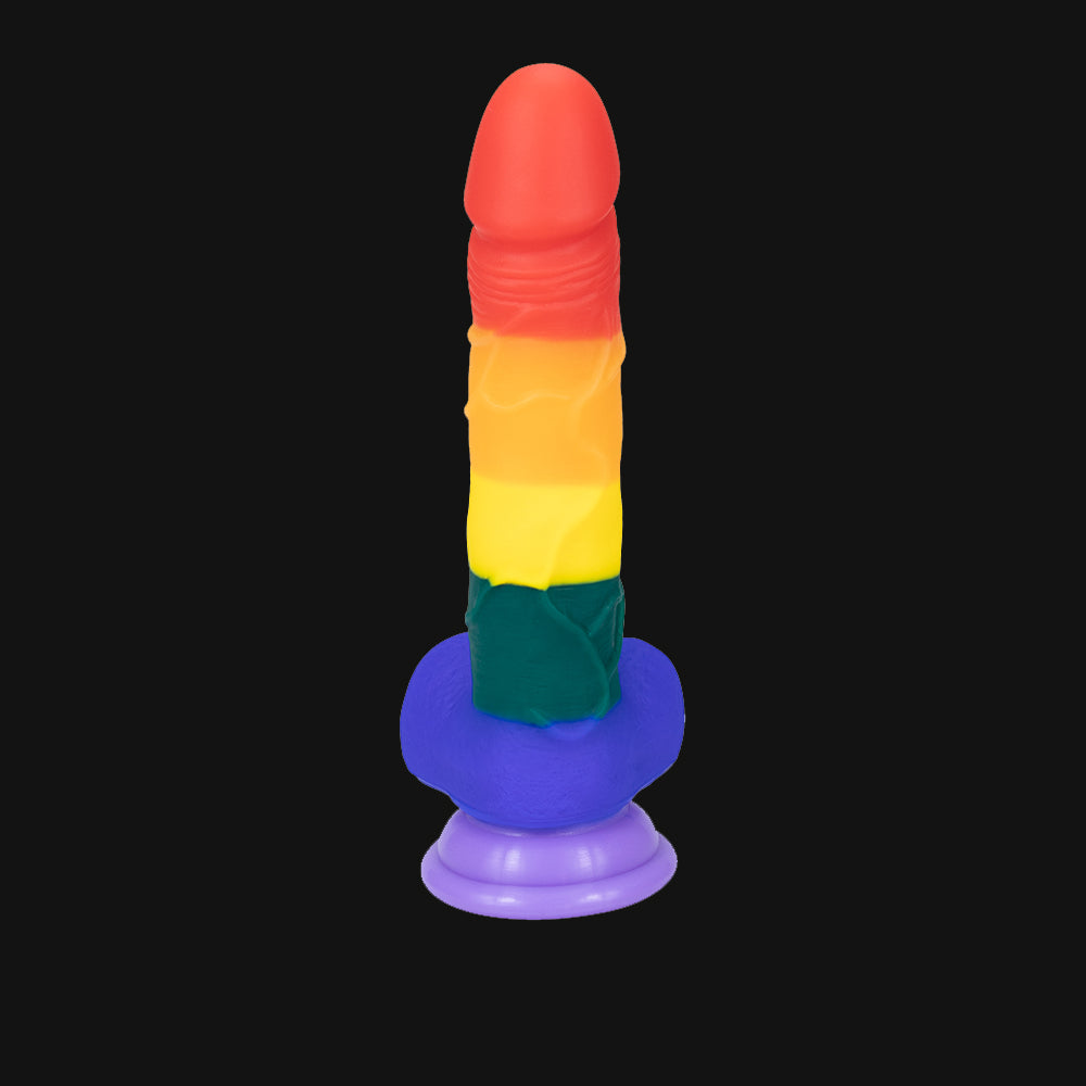 8 Inch Allovers Dildo Transparent Sucker Rainbow Dildo