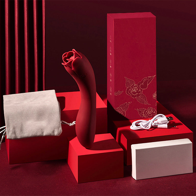 Rose Tongue Vibrator - Female Masturbator Bendable Vibrating Dildo-5