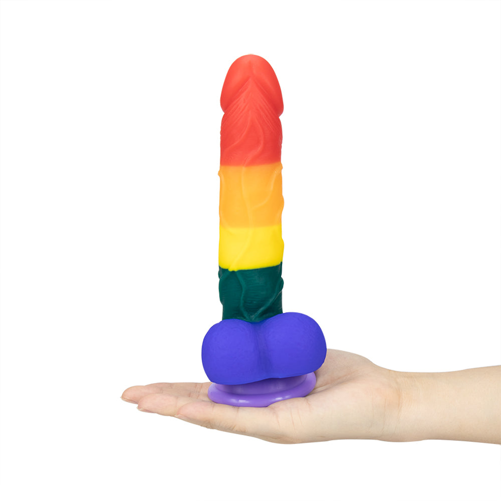 8 Inch Allovers Dildo Transparent Sucker Rainbow Dildo