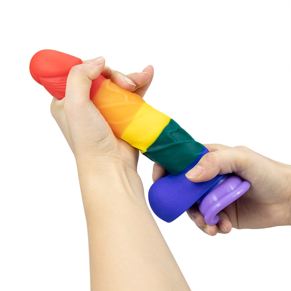 8 Inch Allovers Dildo Transparent Sucker Rainbow Dildo