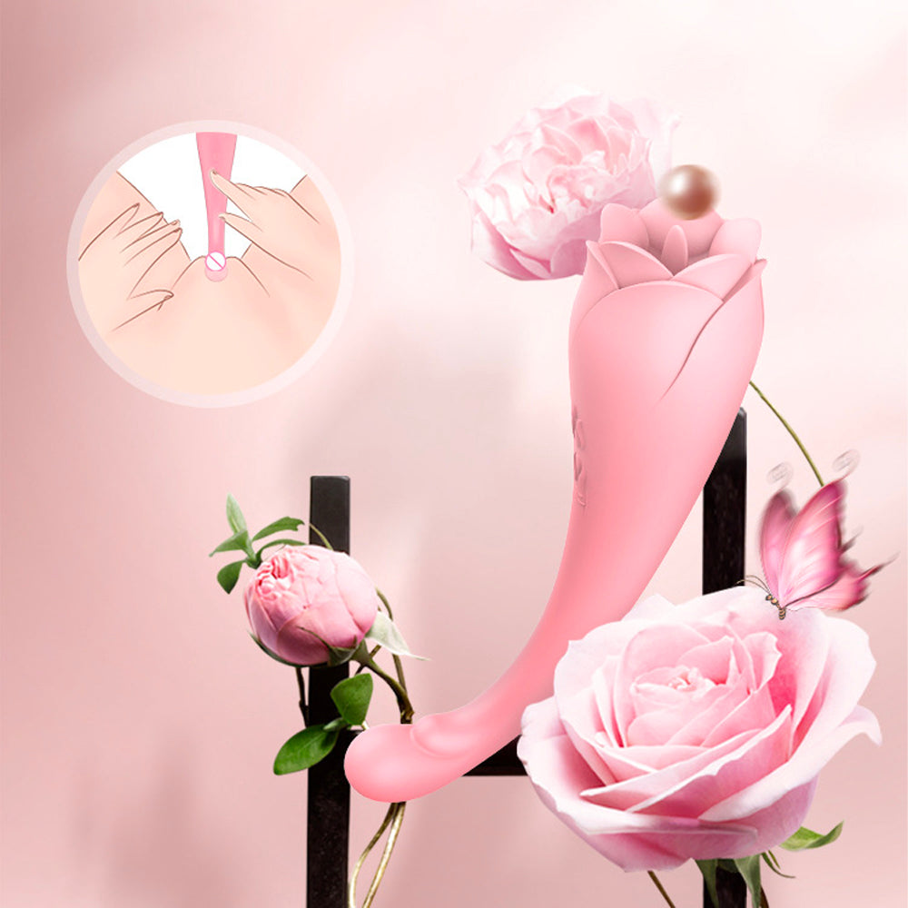 Rose Vibrator Rose Dildos Sex Toy Nipple Vibrator - Tongue Licking and Clit Sucking