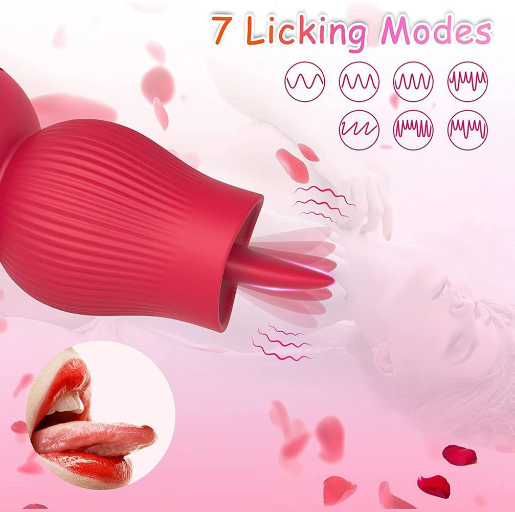 2 in 1 Rose Suction Vibrator and Tongue Vibrator for Female Male Couple