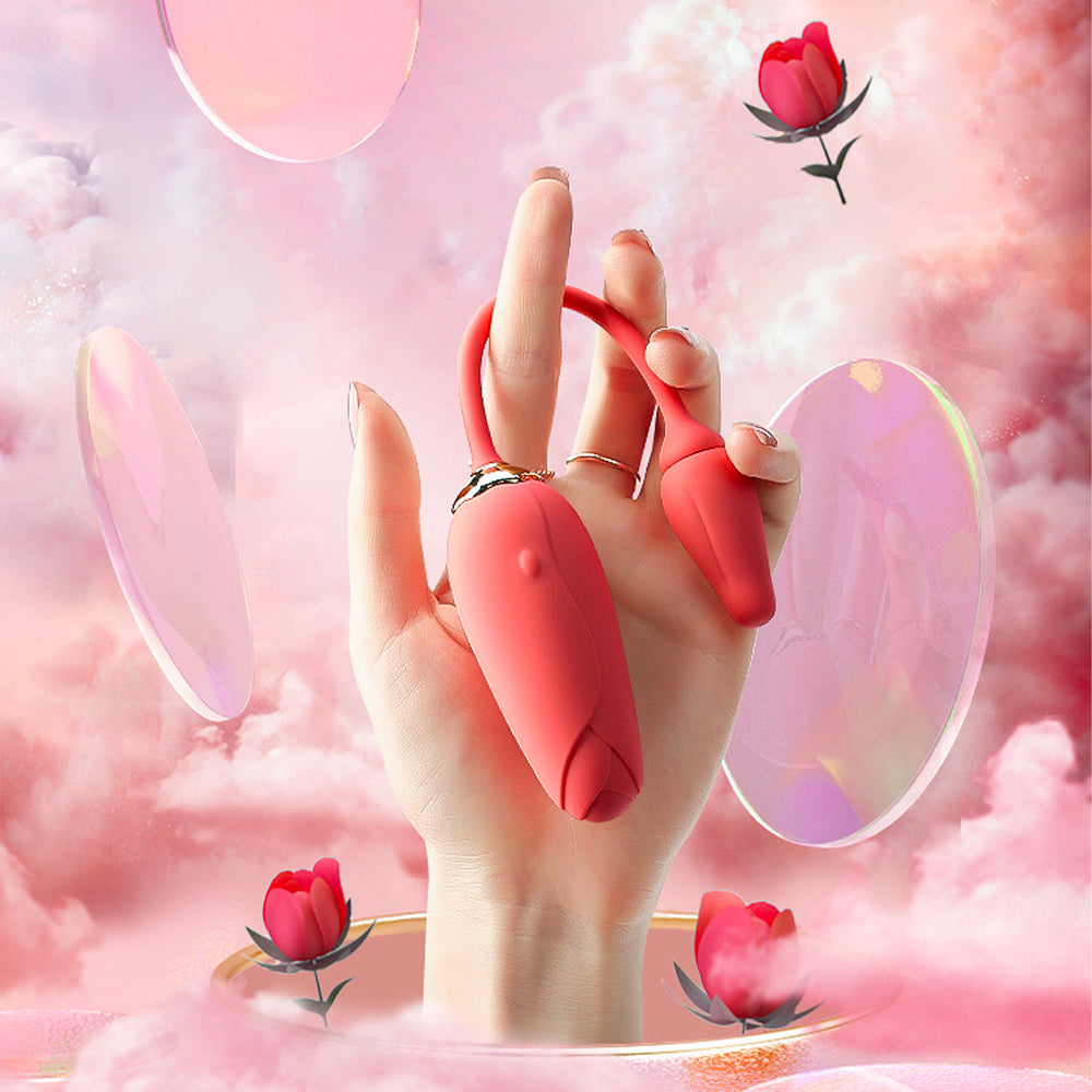 Red Rose Vibrator | Female Sex Toy With Retractable Vibrating Egg-7