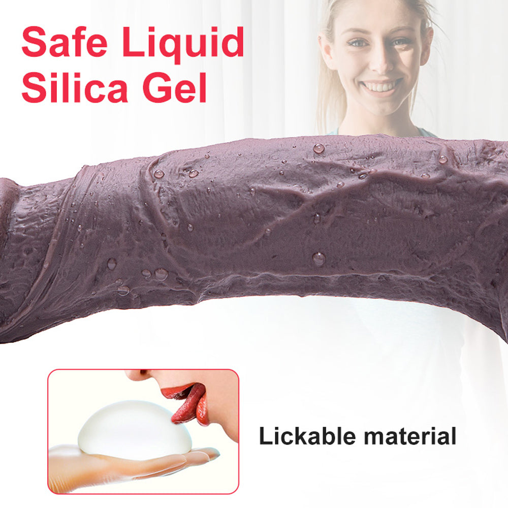 Suction Cup Dark Brown Dildo - Silicone Allovers Thrusting Dildo