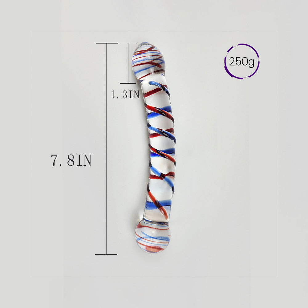 Crystal Glass Dildo Red And Blue Texture Anal Plug