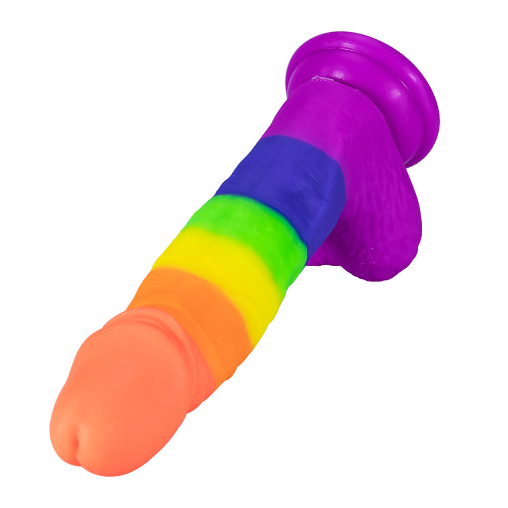 Rainbow Dildo | Silicone Suction Cups Allovers Thrusting Dildo