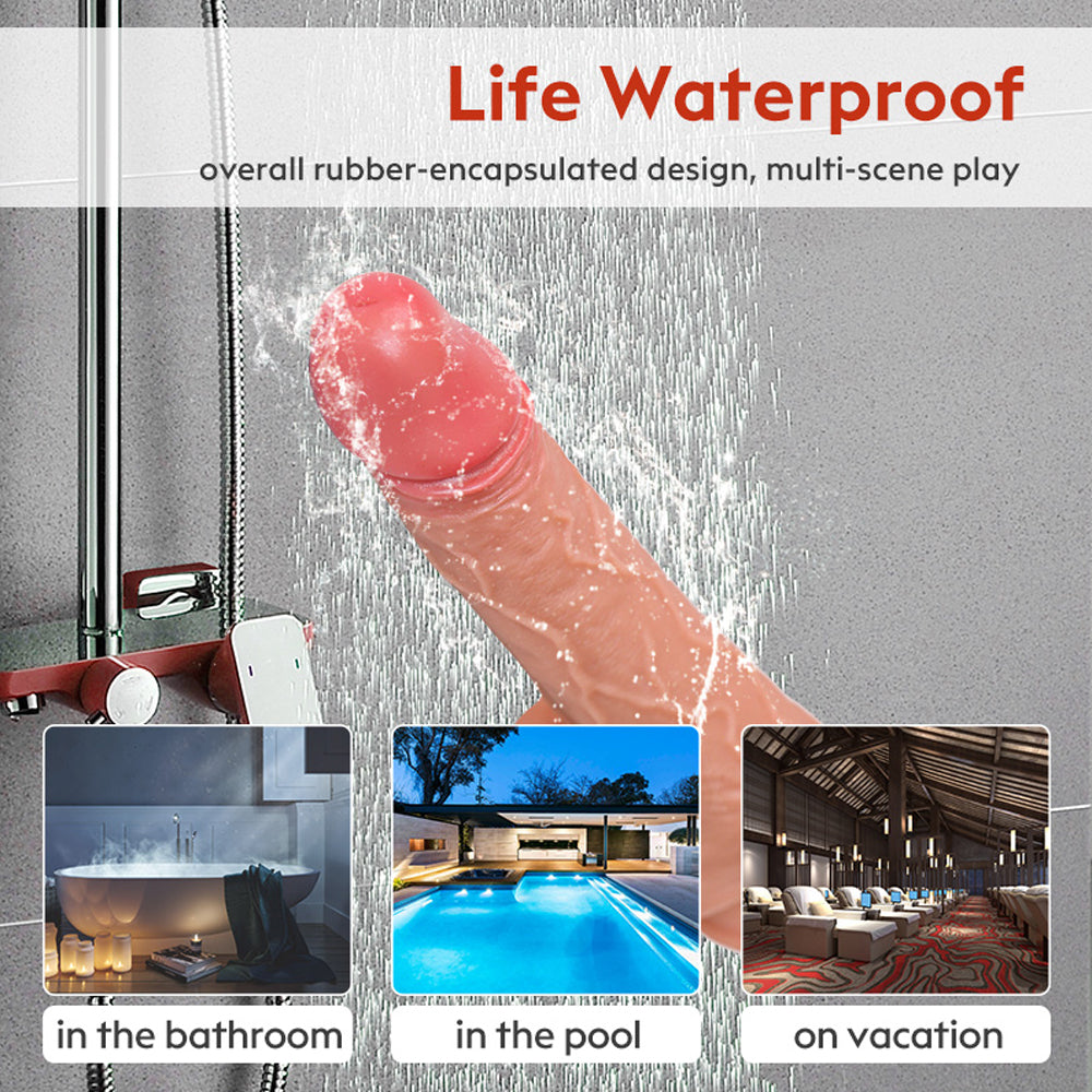 Double Thickened Allovers Thrusting Dildo Foreskin 9 Inch Dildo