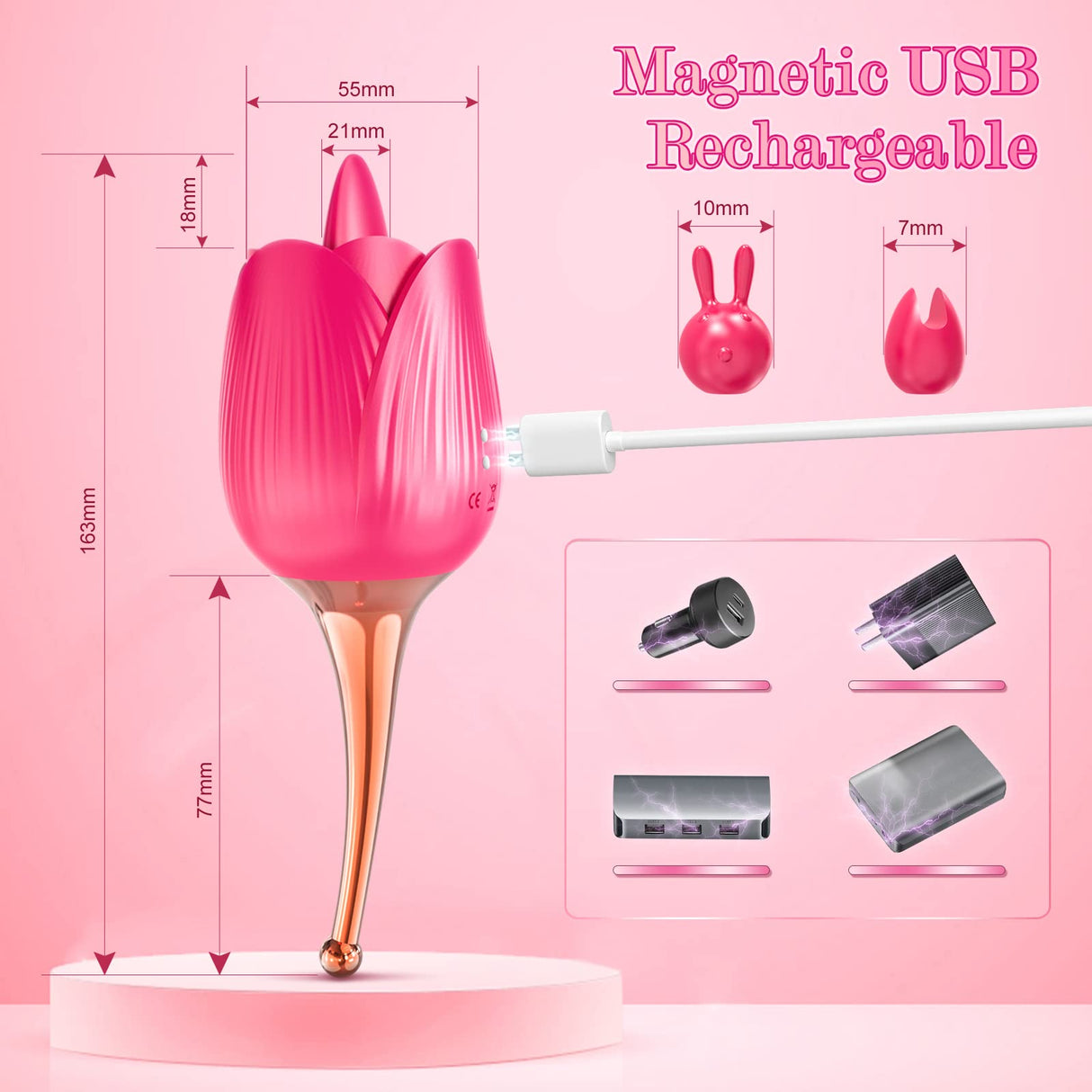 2 Motors & 10 Vibrations Rose Suction Vibrator Masturbation Massager