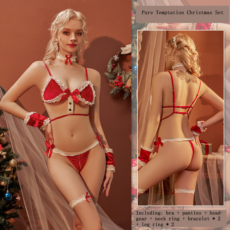 Sexy Lingerie Red Sexy Christmas Suit Midnight Charm Temptation Maid Uniform