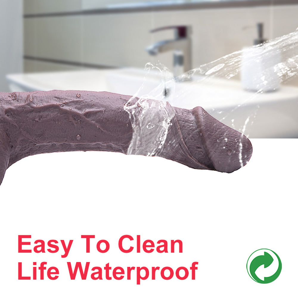 Suction Cup Dark Brown Dildo - Silicone Allovers Thrusting Dildo