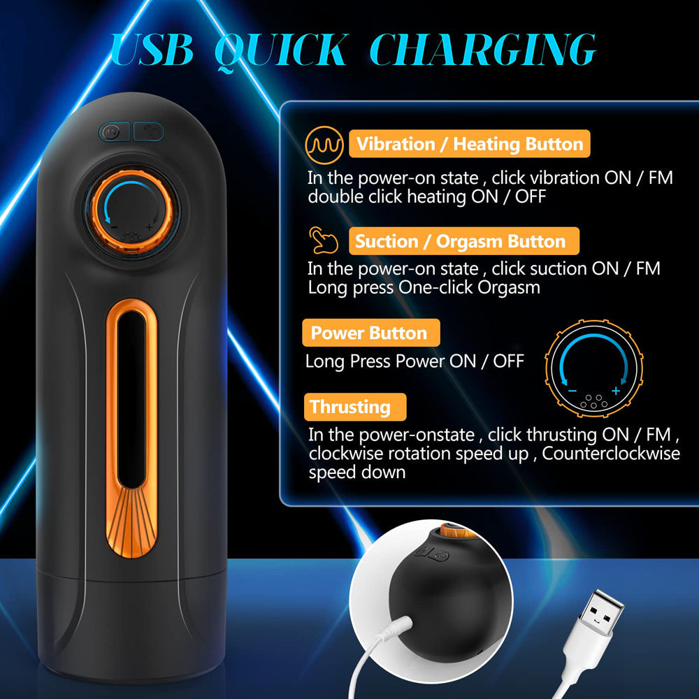 Adventurer Pro 10 Vibration Thrusting 4 Sucking Men Sex Toys with Heating & Infinitely Variable Speed