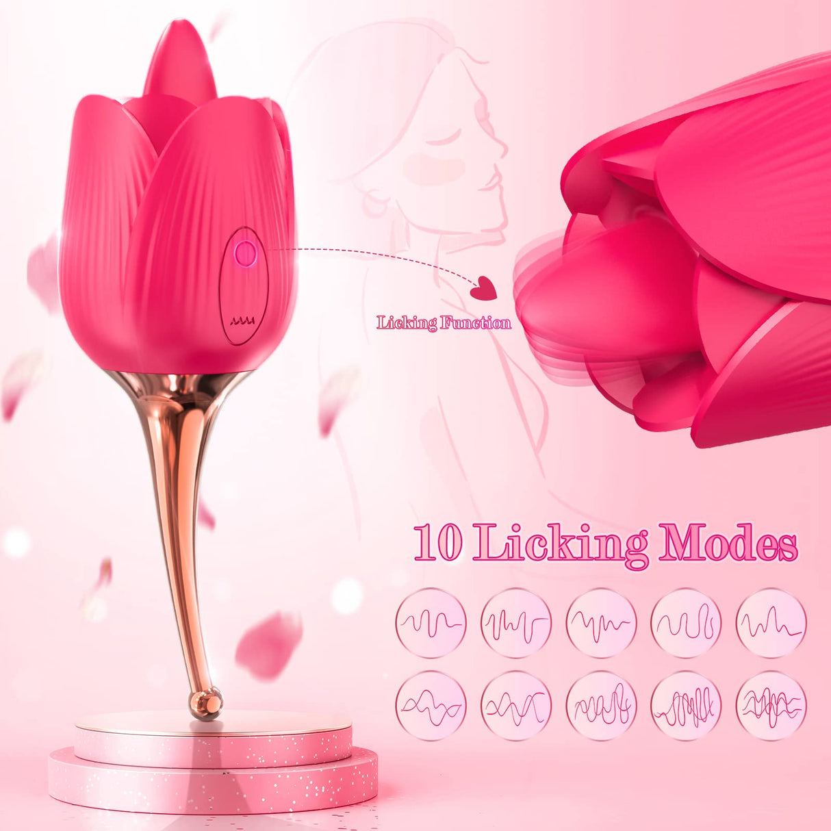 2 Motors & 10 Vibrations Rose Suction Vibrator Masturbation Massager