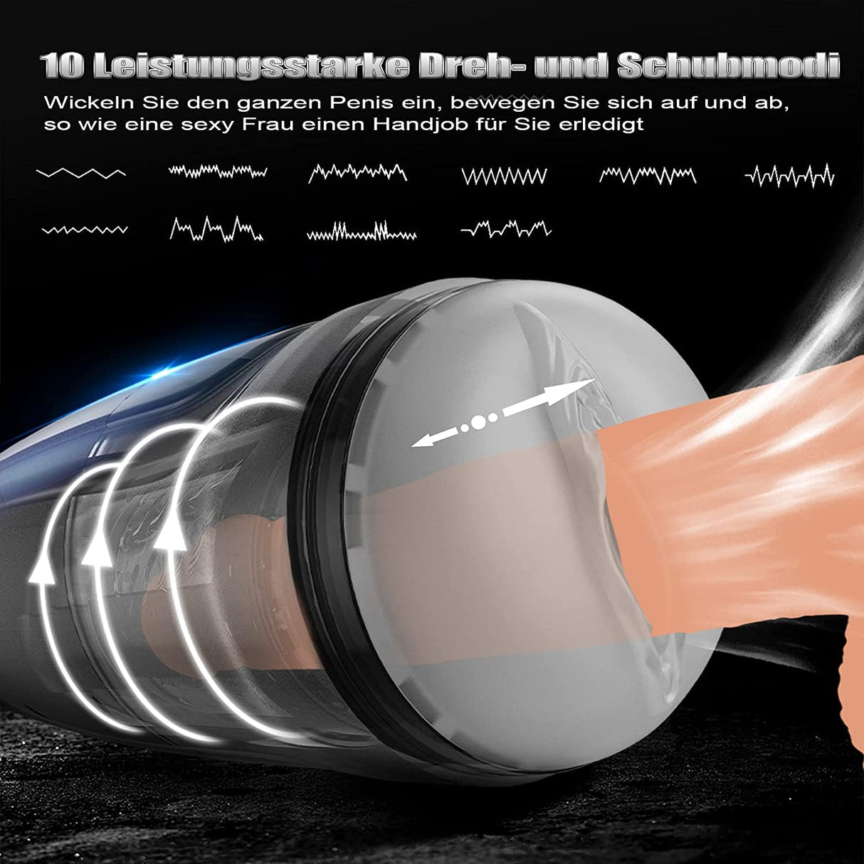 Werewolf Male Masturbator with 10 Telescopic and Vibration Rechargeable & Waterproof Men Sex Toy