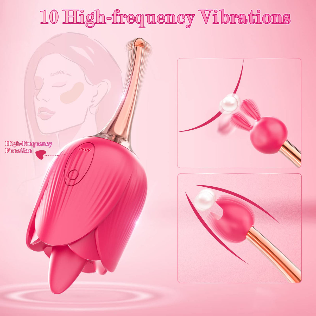 2 Motors & 10 Vibrations Rose Suction Vibrator Masturbation Massager