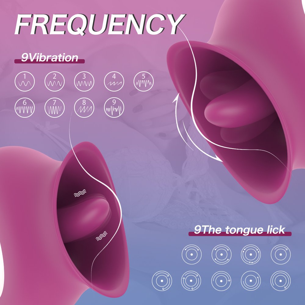 9 Vibrating & Sucking Tongue Vibrator Waterproof Rose Toy for Women