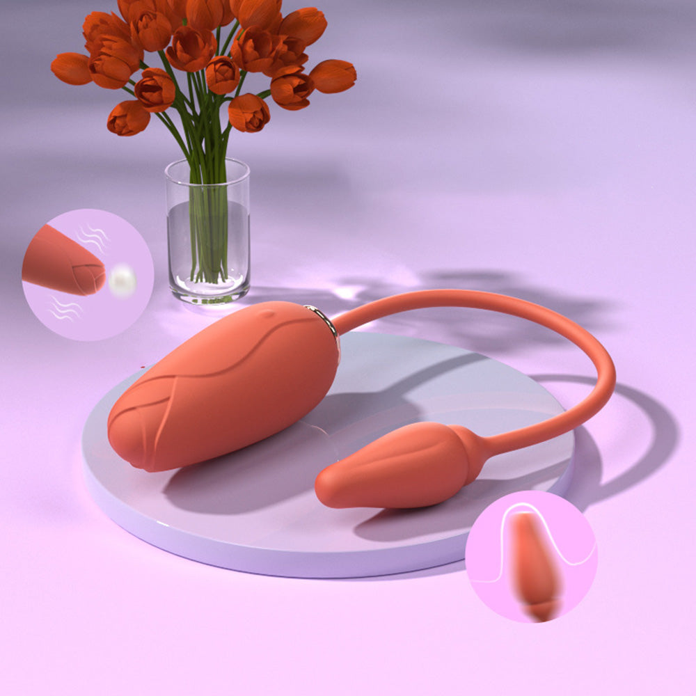 Red Rose Vibrator | Female Sex Toy With Retractable Vibrating Egg-4