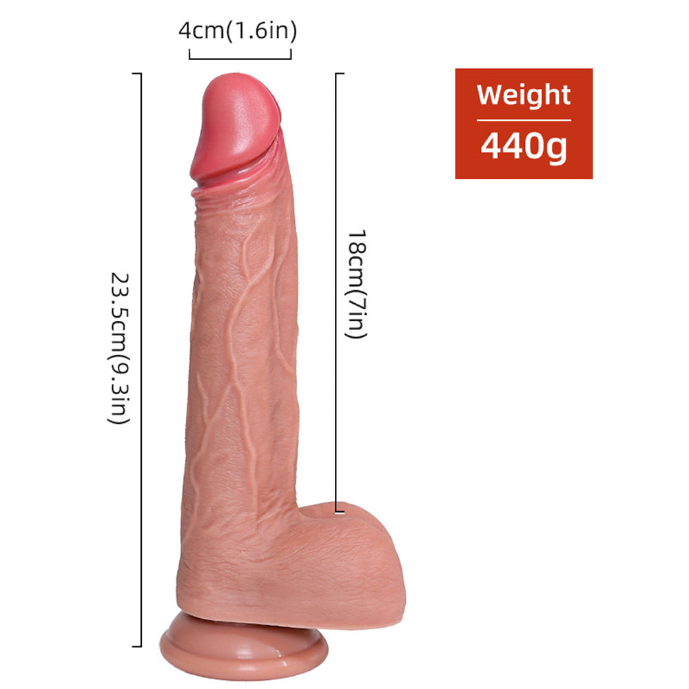 Double Thickened Allovers Thrusting Dildo Foreskin 9 Inch Dildo