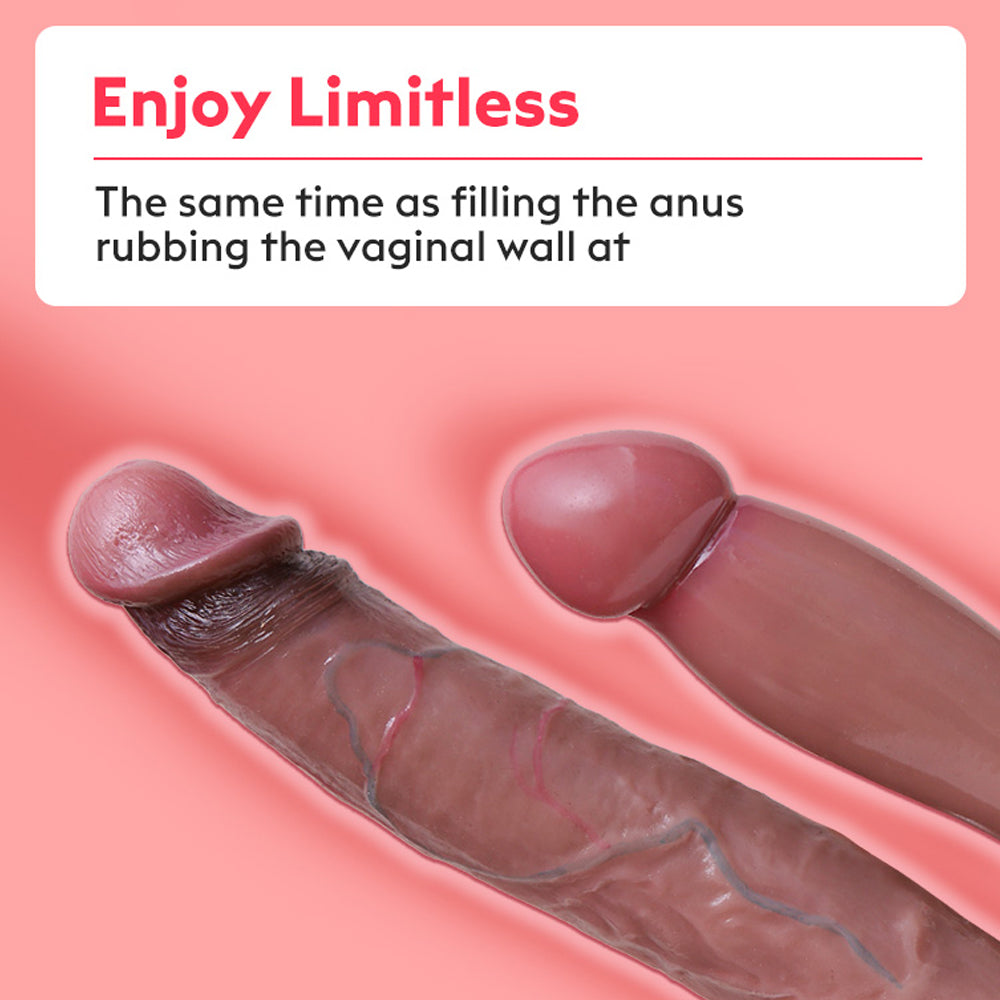 Double Penetration Dildo Suction Cup Silicone Allovers Thrusting Dildo-7