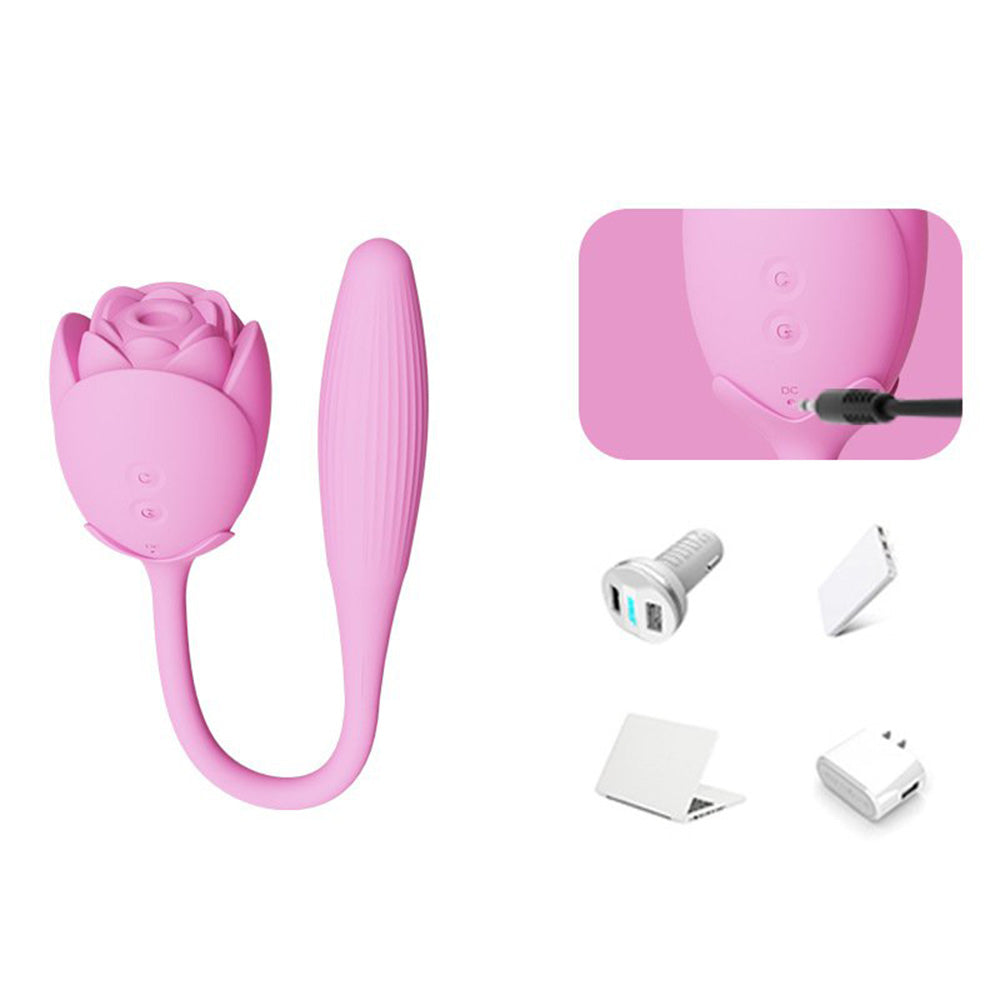Masturbator Rose Double Head Sucking Vibrating Massager