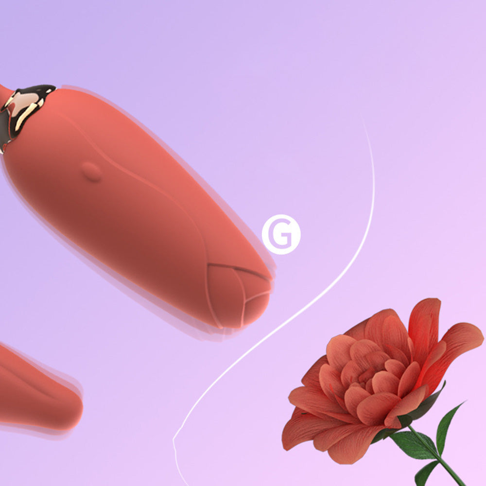 Red Rose Vibrator | Female Sex Toy With Retractable Vibrating Egg-5