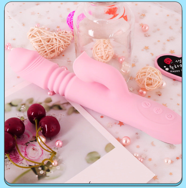 Pink Vibrator Dildo - Tongue Vibrator Heated Silicone Dildo