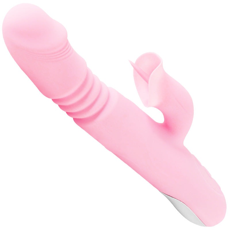 Pink Vibrator Dildo - Tongue Vibrator Heated Silicone Dildo