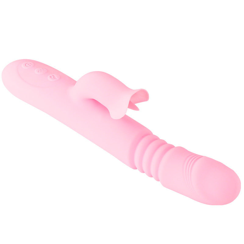 Pink Vibrator Dildo - Tongue Vibrator Heated Silicone Dildo