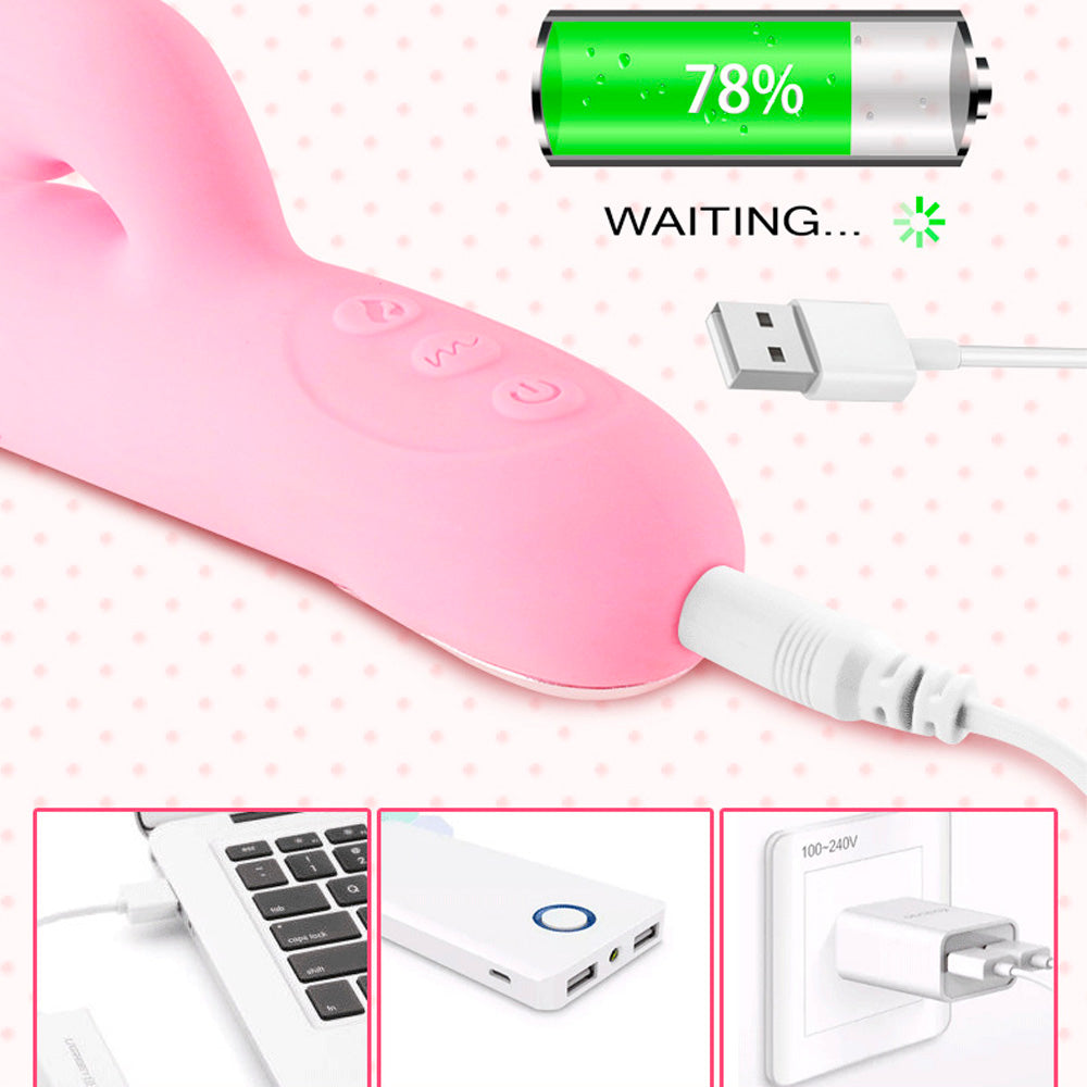 Pink Vibrator Dildo - Tongue Vibrator Heated Silicone Dildo