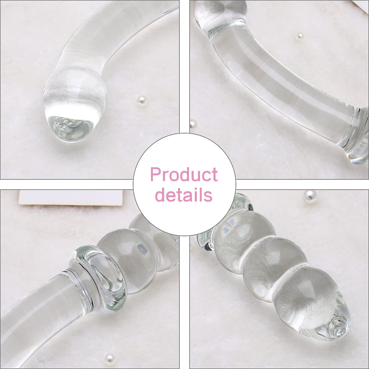 Purple & Pink & Transparent Crystal Glass Dildo G-spot Massager