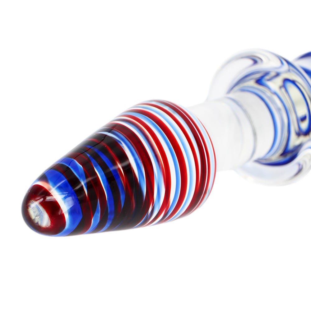 Colorful Ribbon Glass Dildo Crystal Female Masturbation Wand