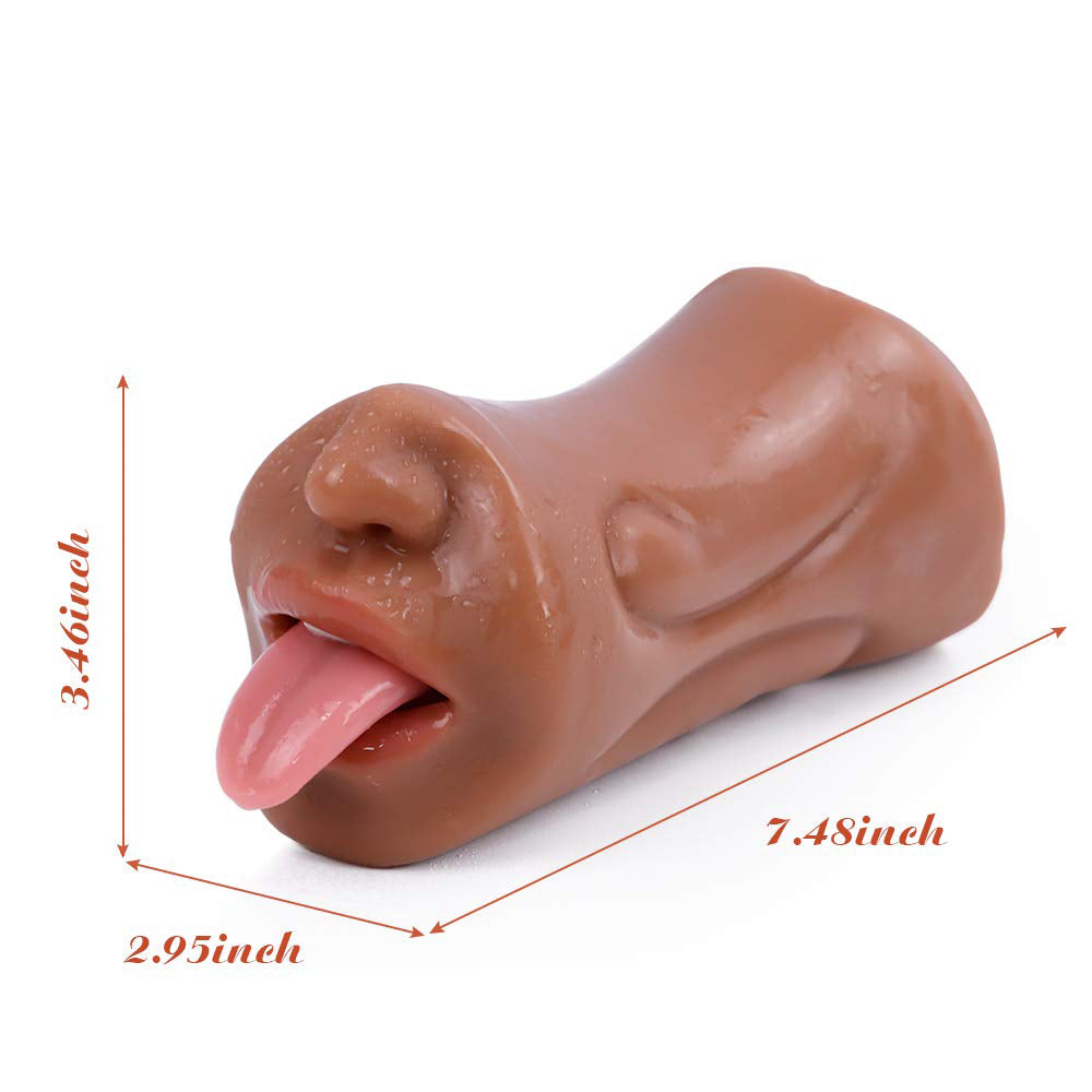 Double Hole Realistic Pocket Pussy Soft Texture Male Blowjob Sex Toy-2