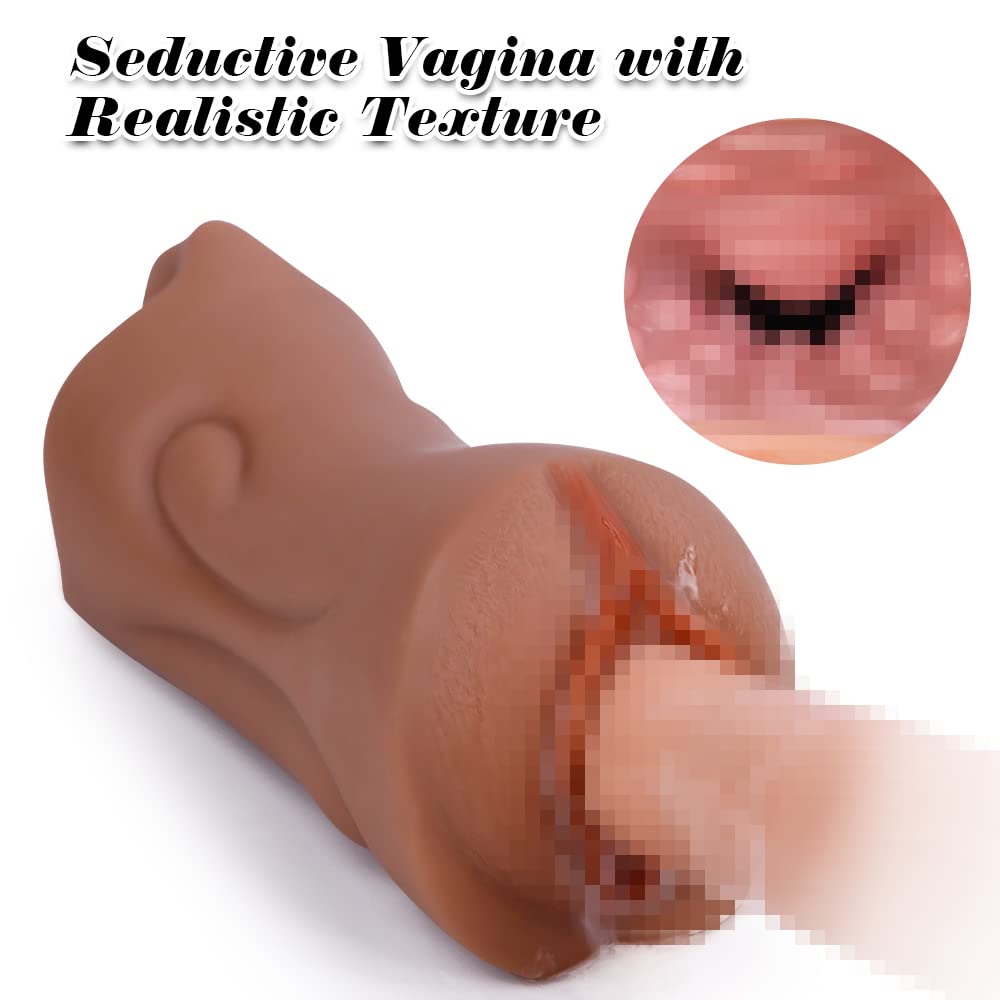 Double Hole Realistic Pocket Pussy Soft Texture Male Blowjob Sex Toy-4