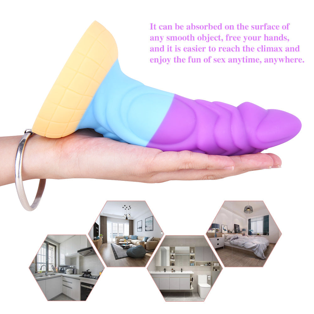 Colorful Mixed Color Alien Dildo - Thick Rainbow Dildo