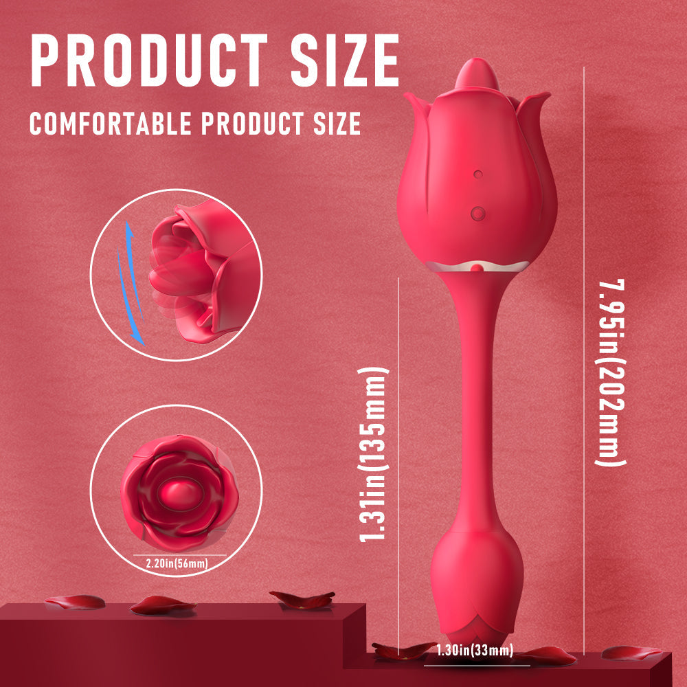 Portable Double Head Rose Vibrator Tongue Vibrator Female Masturbator