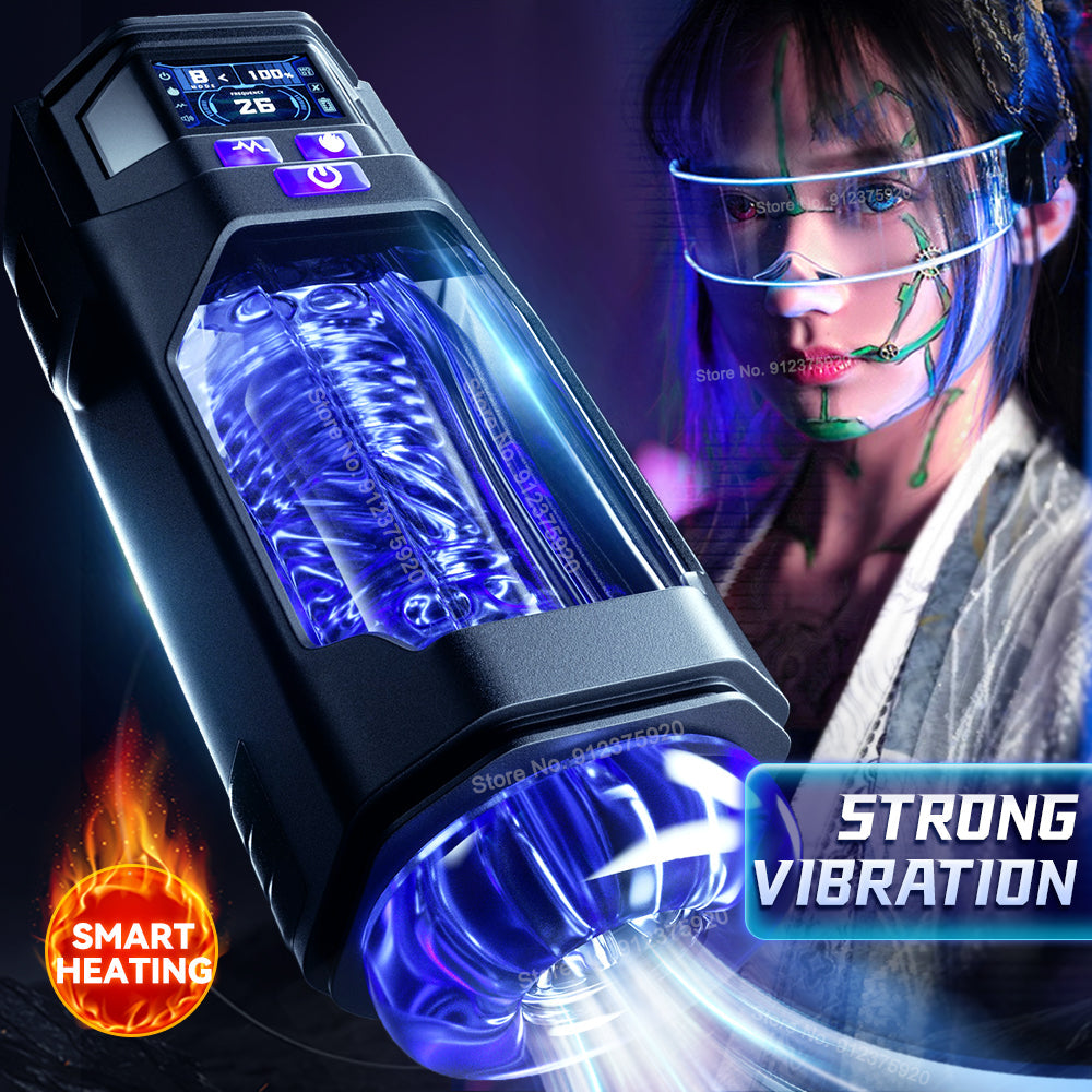 Explorer-X 9 Vibration Sucking Automatic Male Airplane Cup with Heating & X Lcd Monitor