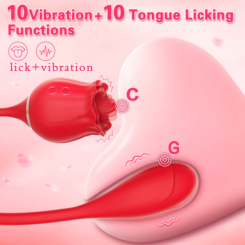 10 Frequency Rose Vibrators with Vibrating Tongue & Vibrating Egg
