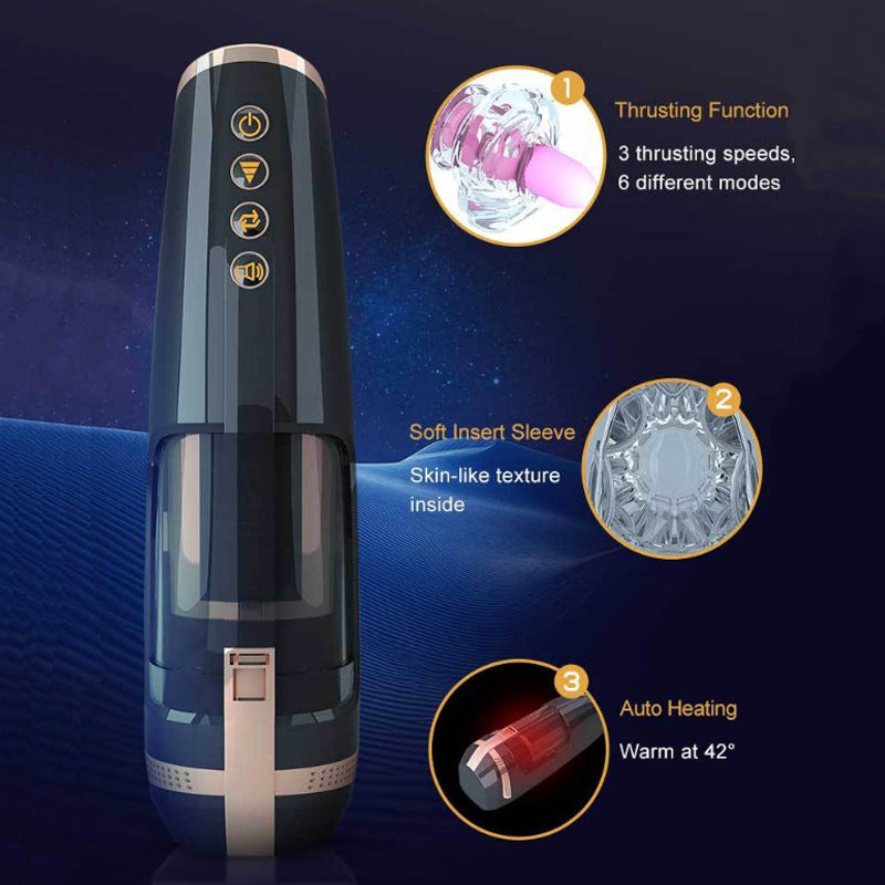 Showeggs Automatic Heating Voice Sex Toy with Waterproof Magnetic Charging