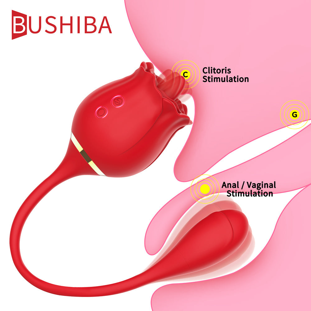 10 Frequency Rose Vibrators with Vibrating Tongue & Vibrating Egg