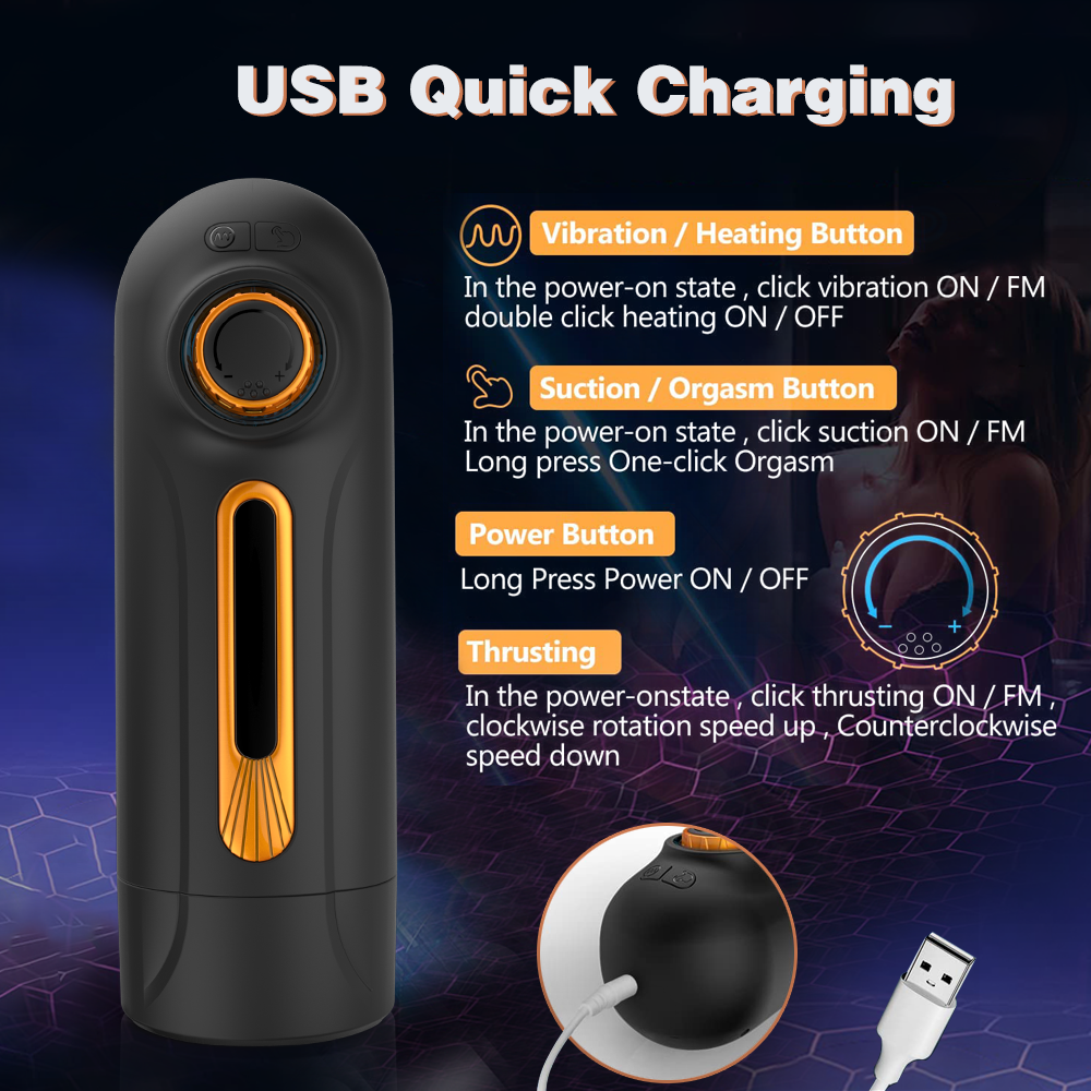 Adventurer Pro 10 Vibration Thrusting 4 Sucking Men Sex Toys with Heating & Infinitely Variable Speed