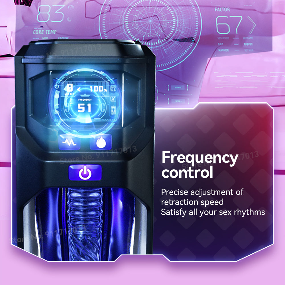 Explorer-X 9 Vibration Sucking Automatic Male Airplane Cup with Heating & X Lcd Monitor