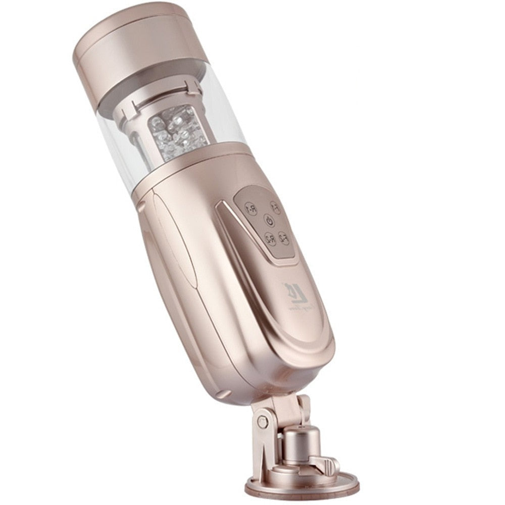 Showeggs 10 Vibrations 5 Rotation Modes Automatic Men's Sex Toys with LED Lights & Suction Cup