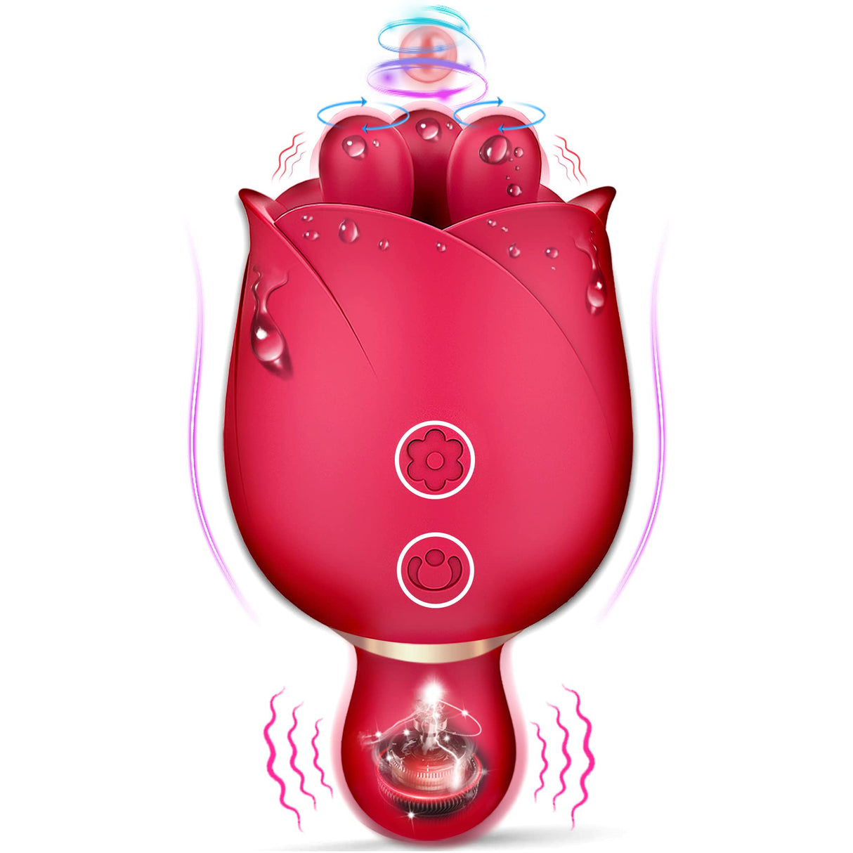 2 in 1 Rose Sex Toy for Women Clit Tongue Licking Rose Vibrator