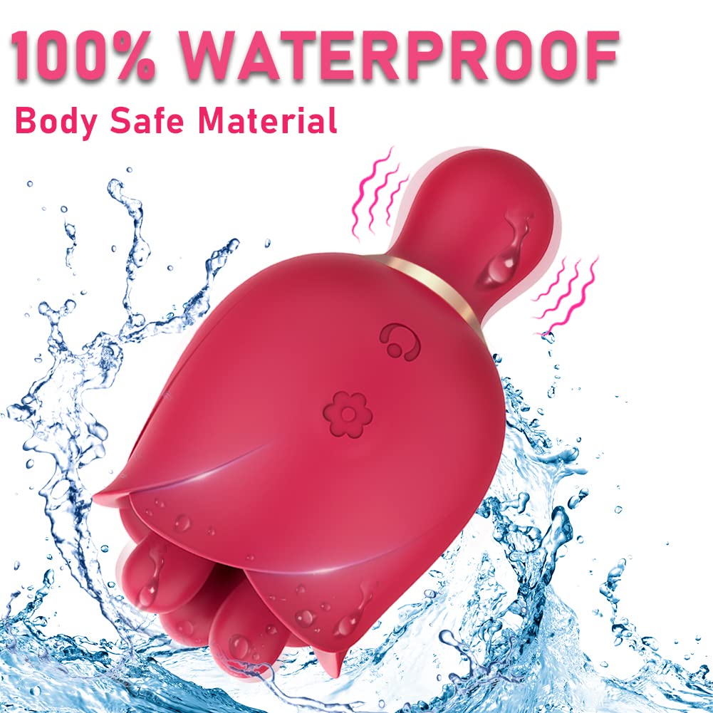 2 in 1 Rose Sex Toy for Women Clit Tongue Licking Rose Vibrator