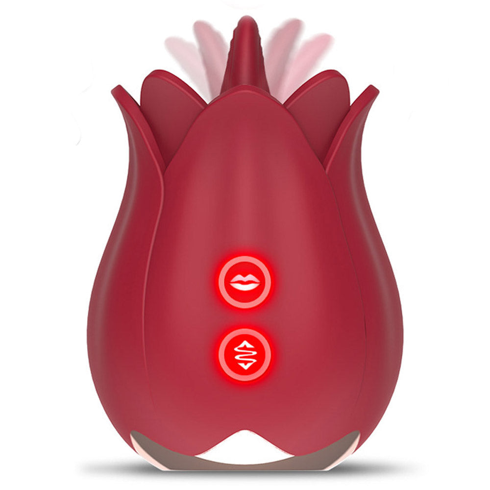 Rose Petal Vibrator - 7 Tongue Licking Modes Clit & Nipples Sucking