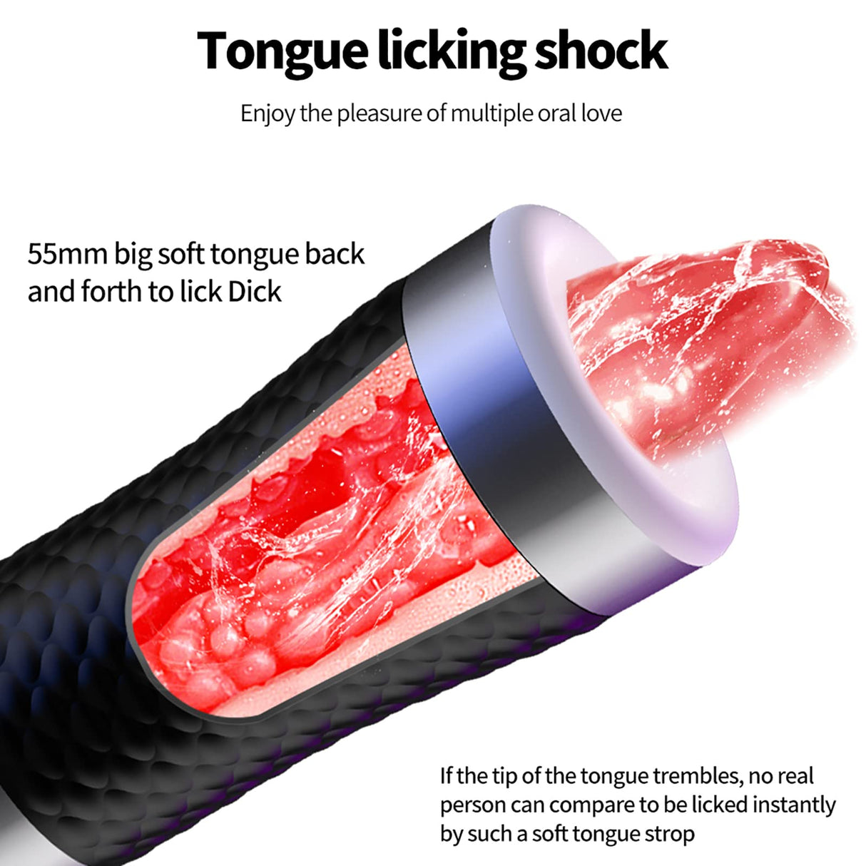 LUOGE 10 Vibrating 5 Sucking Male Sex Toy & Tongue Lick 2 in 1, Heating Voice Toy