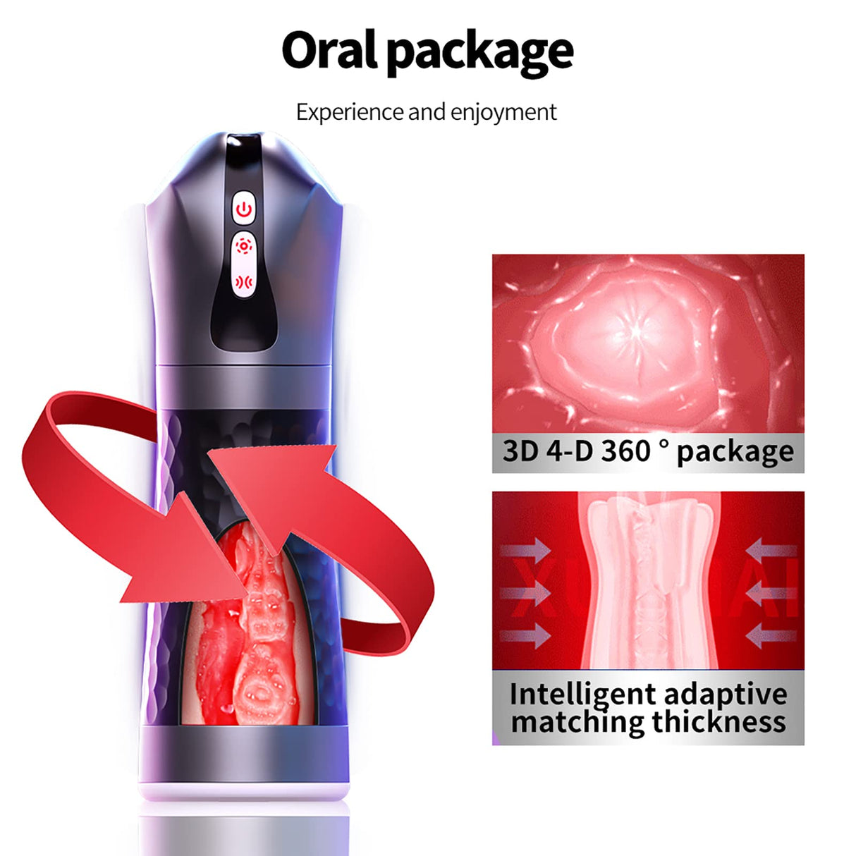 LUOGE 10 Vibrating 5 Sucking Male Sex Toy & Tongue Lick 2 in 1, Heating Voice Toy