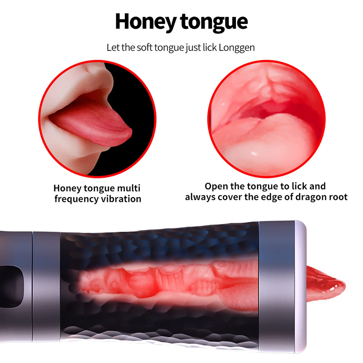 LUOGE 10 Vibrating 5 Sucking Male Sex Toy & Tongue Lick 2 in 1, Heating Voice Toy