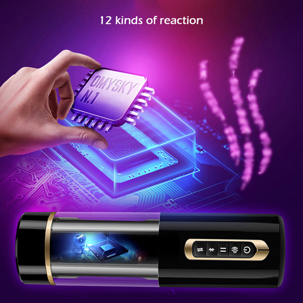 Black Dragon Pro 5 Vibration 7 Thrusting Rotation Men Sex Toys with 8 Interacting Moans & Suction Base